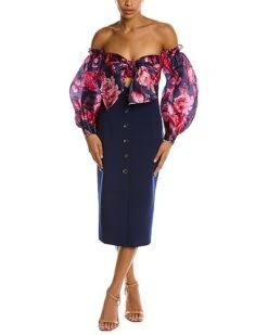 Carolina Herrera Silk Off-Shoulder Puff Sleeve Dress Women