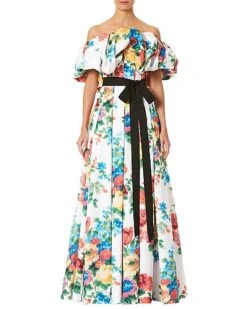 Carolina Herrera Off-Shoulder Dramatic Drape Gown Women
