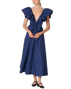 Carolina Herrera Dramatic Wing Ruffle Neckline Dress Women