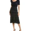 Carolina Herrera Ruffled Scoop Neck Striped Motif Women